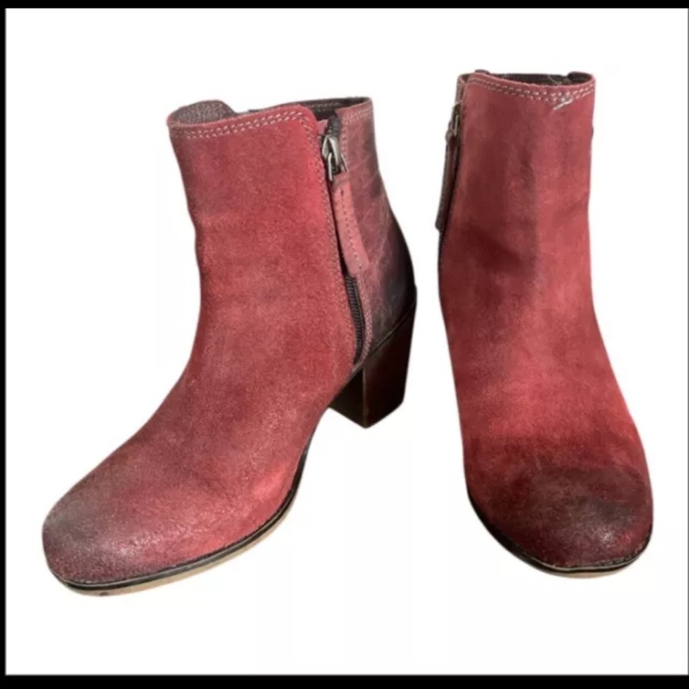 ROAN by Bed Stu Lina Burgundy Distressed Leather Ankle Boots Women’s 6.5